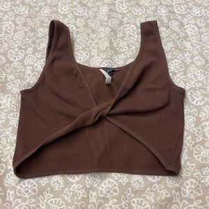 ‼️SOLD‼️Brown Ties Crop Top